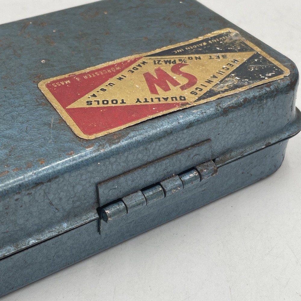 Vintage Stevens Walden Empty Socket Tool Box - Blue - 10.5”