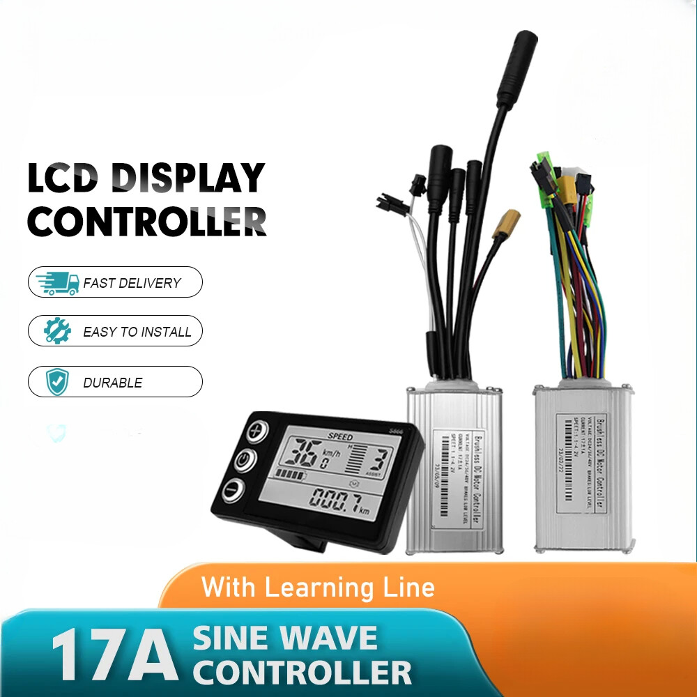 Three-Mode Sine Wave Controller 36V 48V 17A SM/WP Plug with LCD Display 1TO5