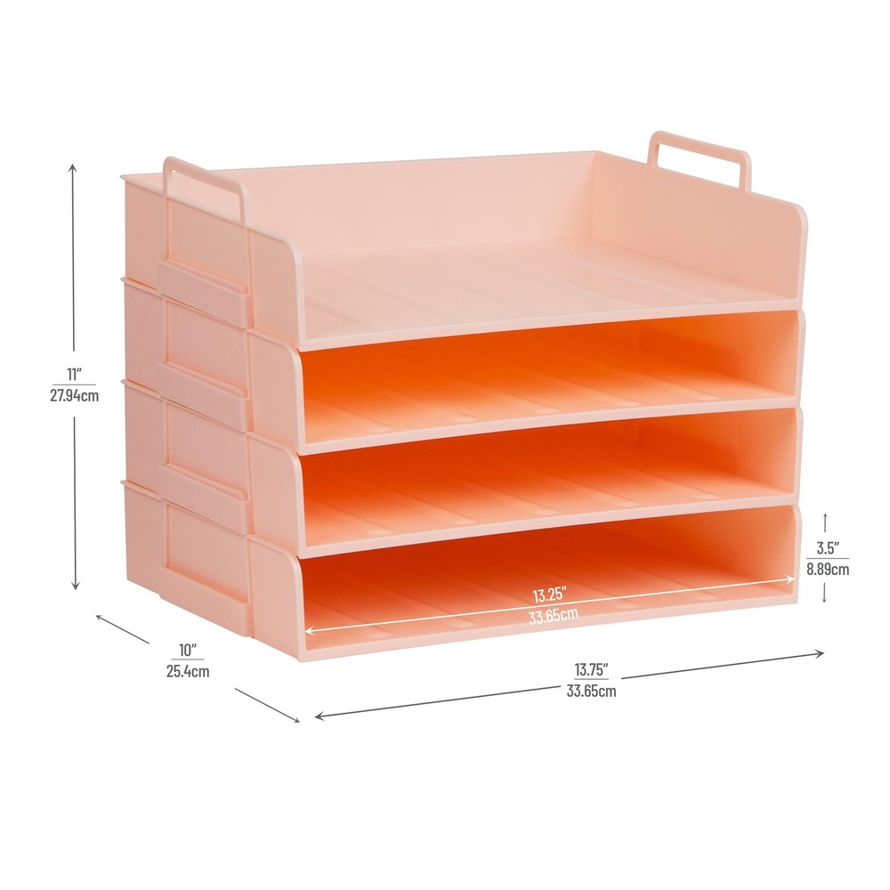 Stackable Paper Tray, Desktop Organizer, File Storage, Office, Plastic, 13.75...