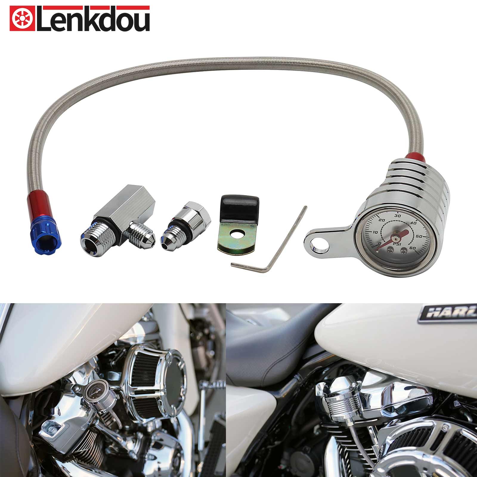 Chrome Oil Pressure Gauge Kit For Harley Twin Cam Touring Road King Softail Dyna