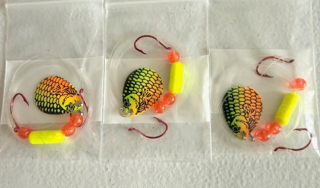 SUZIES SPINNERS-Walleye Crawler Harness 30 Pack 2 Hook Floater #3 Colorado Blade