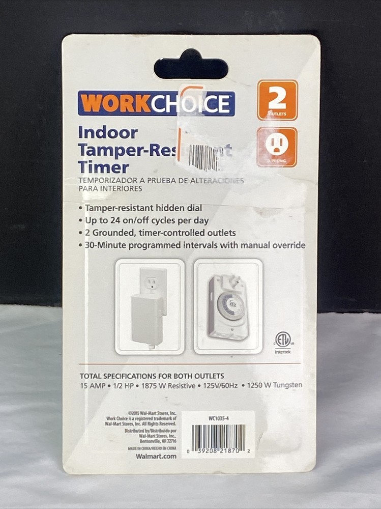 WorkChoice Indoor Tamper-Resistant Timer with 2 Outlets