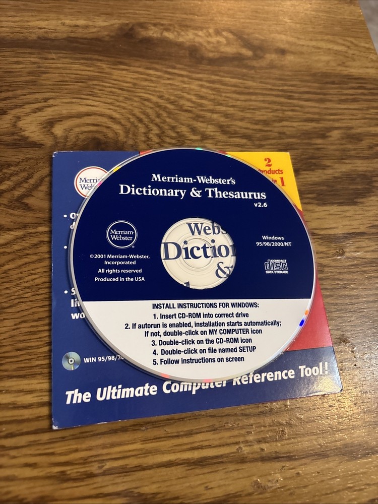 Merriam-Webster Dictionary & Thesaurys Windows CD Rom Software