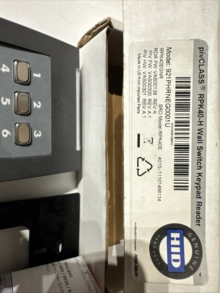 HID pivClass RPK40-H Wall Switch Reader 921PHRNEG0001U
