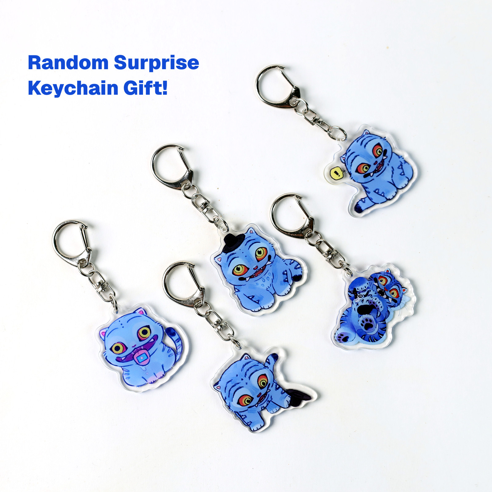 Derpy Blue Tiger Minhwa Plush - 7 Inch Plush WITH FREE KEYCHAIN