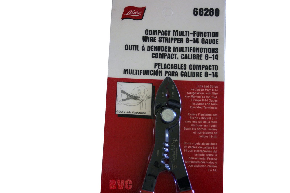 Lisle 68280 Professional Wire Stripper Crimper - Compact Multi-Function Pliers