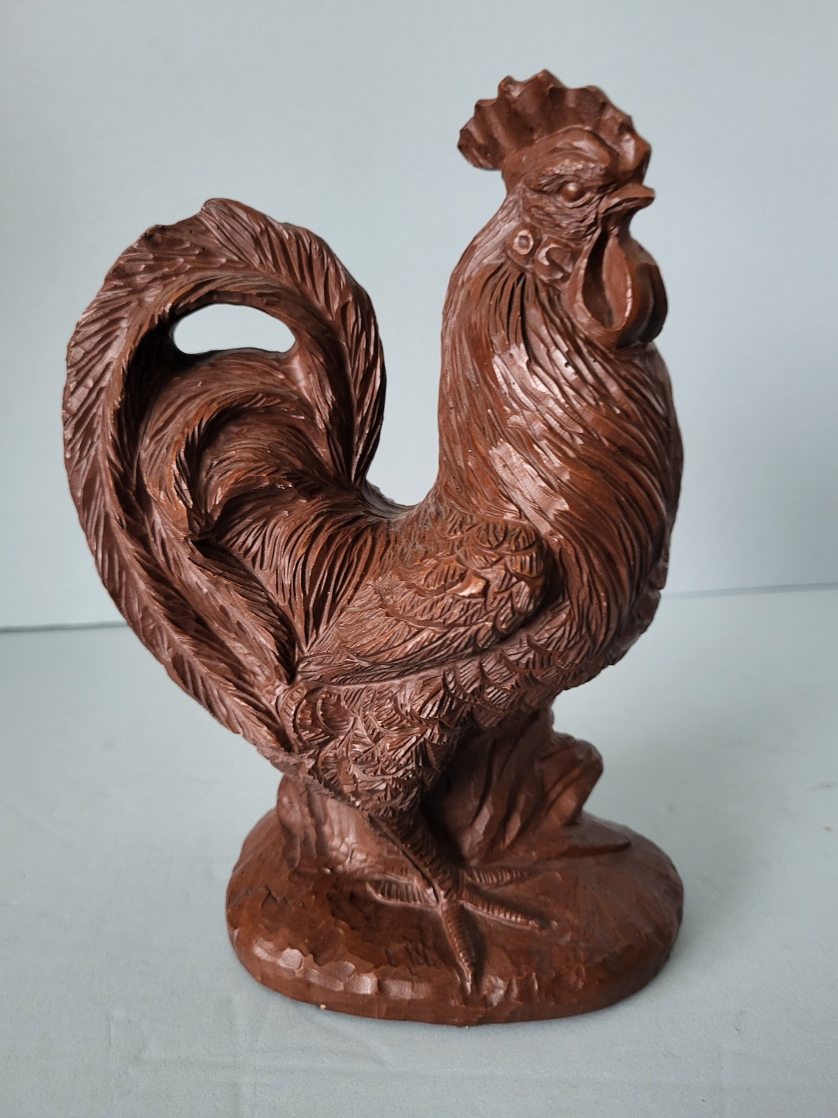 Vtg 1988 Red Mill Handcrafted Crushed Pecan Shell Rooster Figurine Farmhouse USA