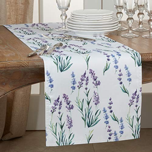 Lavender Print Table Runner, Lavender, 16"x72"