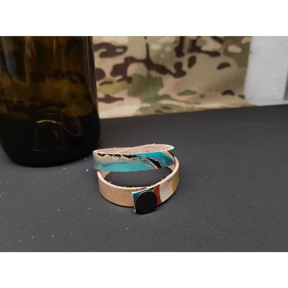 Marbled leather wrap bracelet