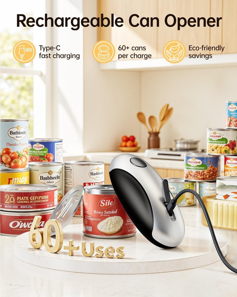 Rechargeable Electric Can Opener One Touch Smooth Edge Type C Fast Charge