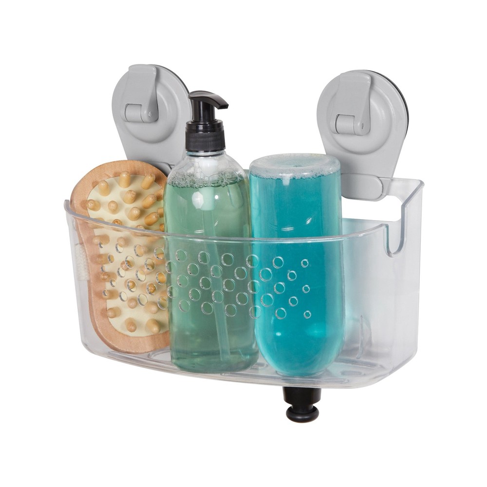 Clear Wall-Mounted Suction Bath Basket Easy to Install No Tools Needed