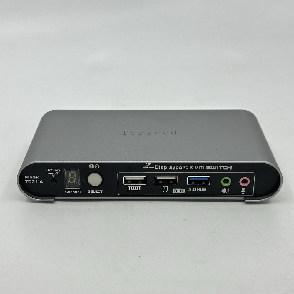Terived 4 Port 2 DP Monitors USB 3.0 Automatic KVM Switch 4 Computers
