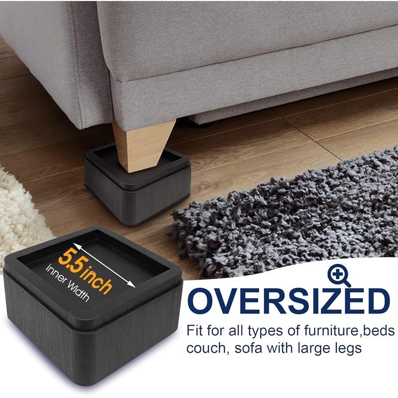 Heavy Duty Bed Risers Stackable Furniture Elevation Storage & Easy Cleaning New