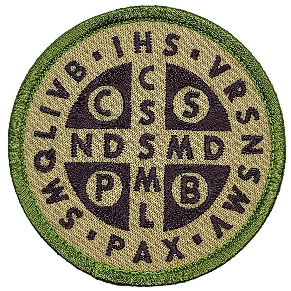 SAINT BENEDICT CROSS CATHOLIC St. MORALE PATCH | 2PC - Hook Backing 3"