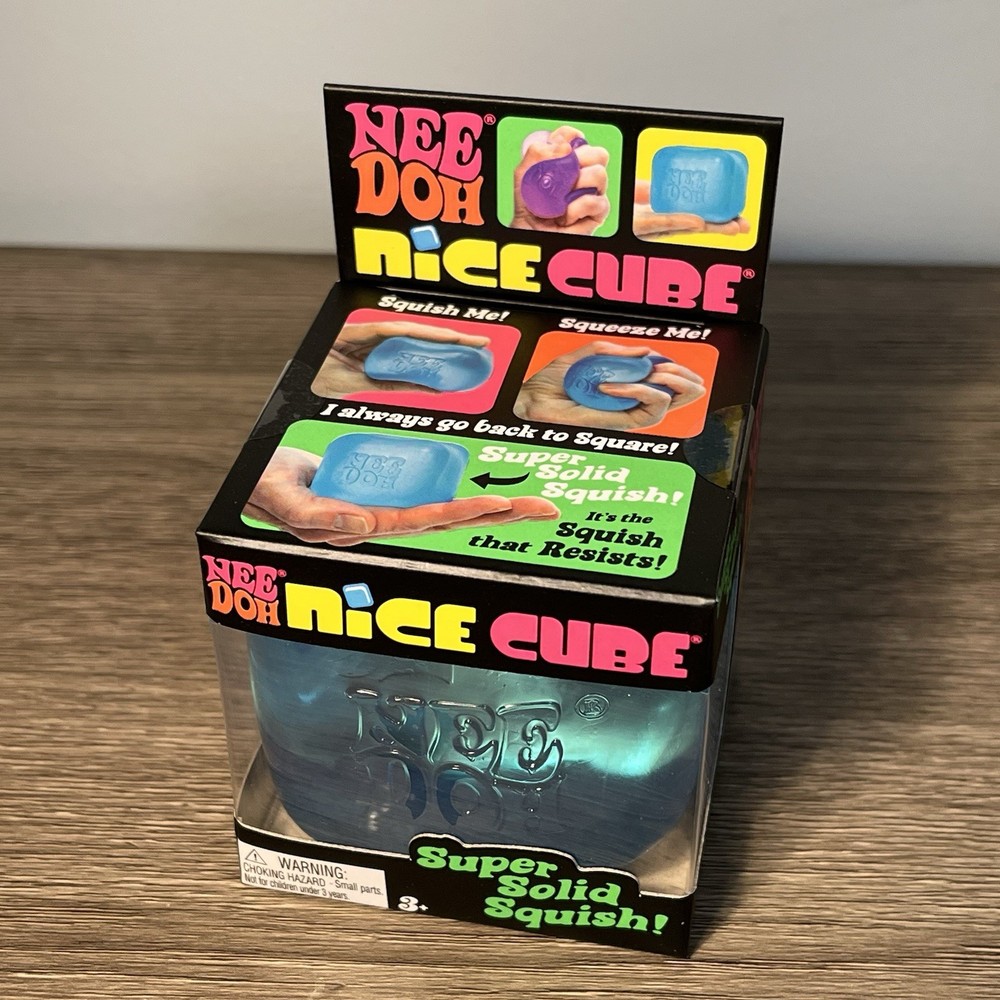 NeeDoh Nice Cube Schylling Super Solid Squish Sensory Squeeze Toy New Blue