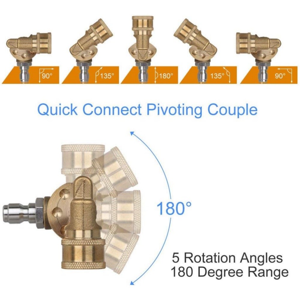 2Pack High Pressure Washer Spray Nozzle Tips Quick Connect Pivot Adapter Coupler