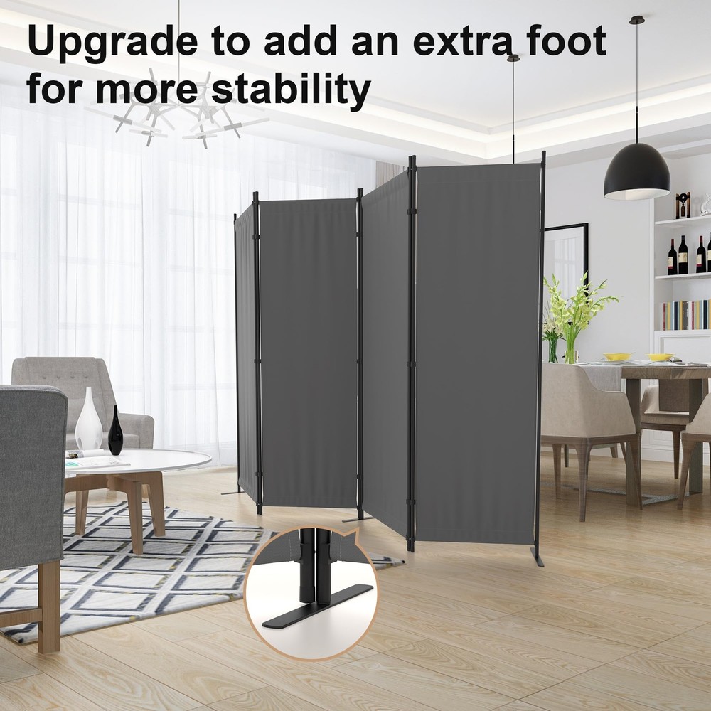 Room Divider, 4 Panel Folding Privacy Screen, 88” Portable Separating with 3 ...