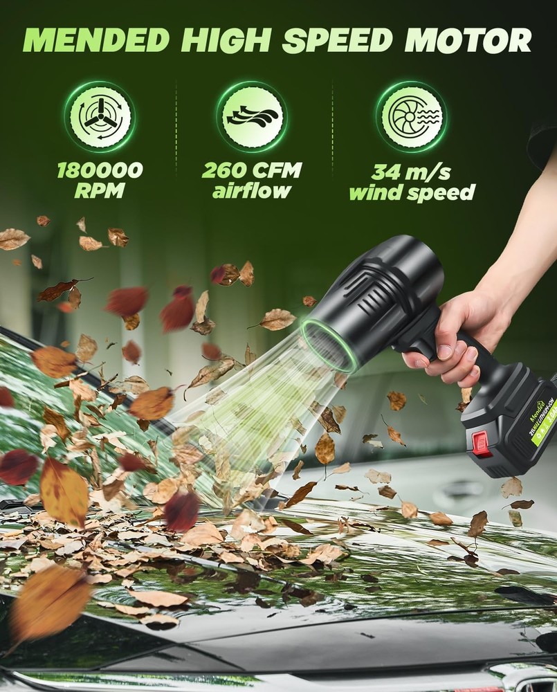 Sakertool Cordless Leaf Blower Portable Dust Cleanner,Handheld Blower with 2 ...