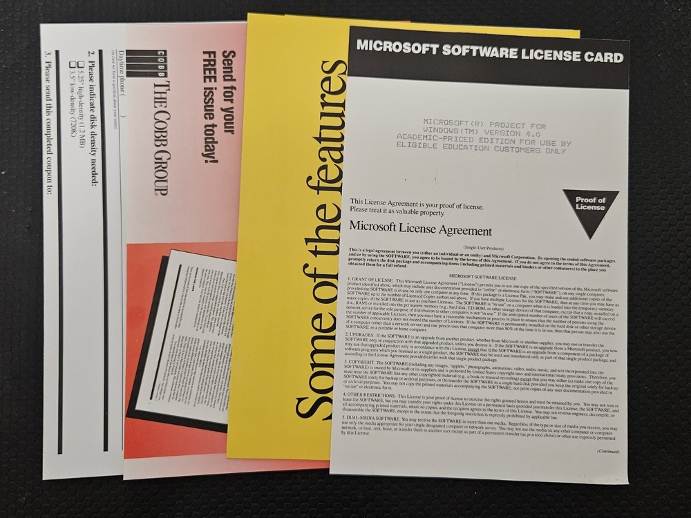 Windows Microsoft Project v4.0 Vintage Software 3.5" DISKETTES *Untested As-Is*