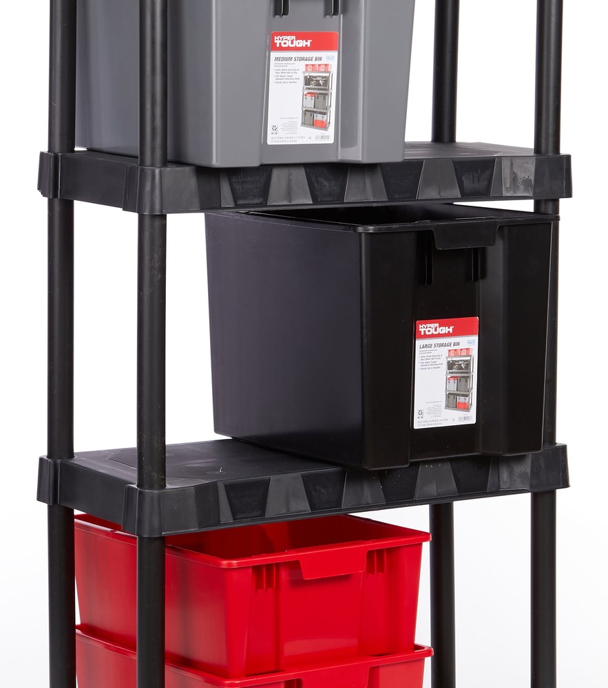 Garage Plastic Storage Bin Large Nesting Stacking, Black