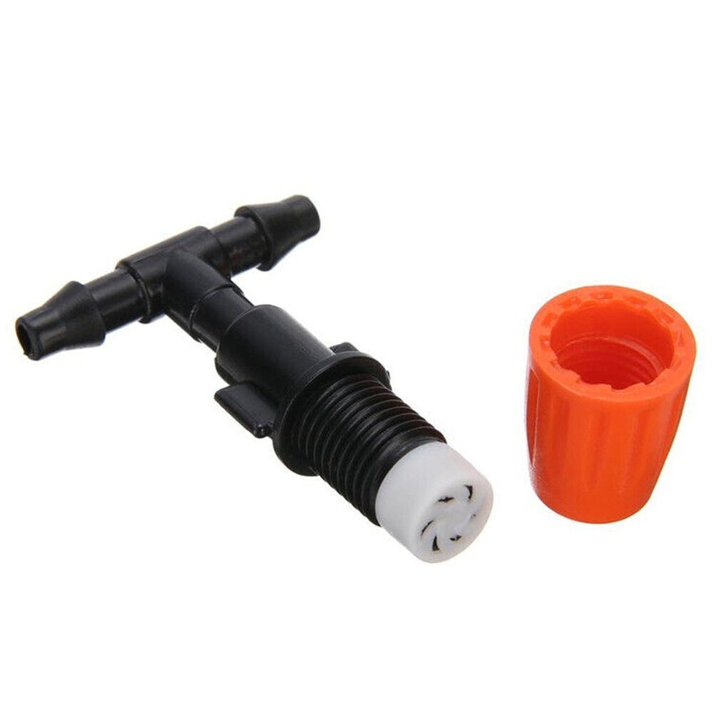 20/50pcs Single Orange Adjustable Atomizing Nozzle With Connector + 4/7 Pipe Tee