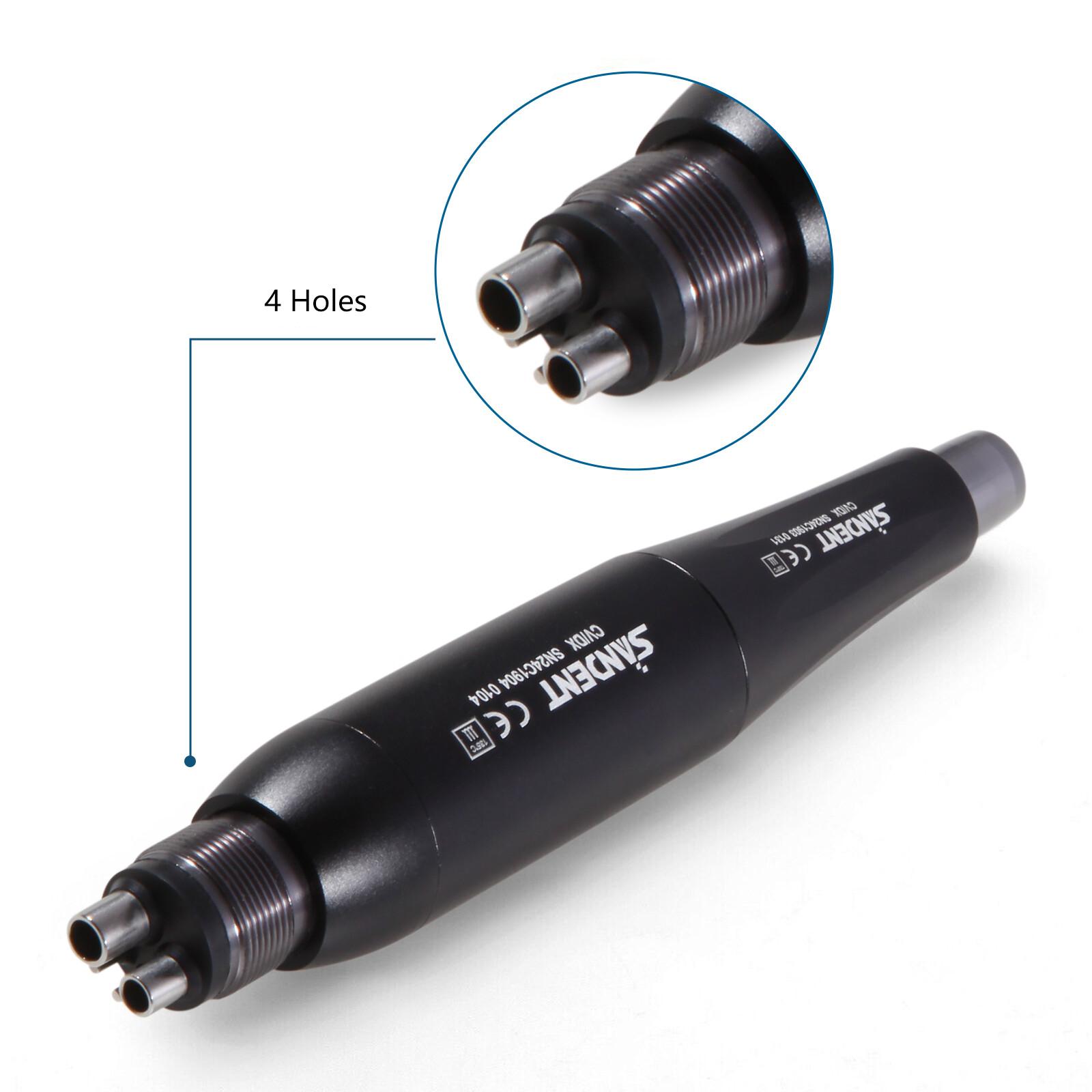 360° Swivel Dental Hygiene Prophy Handpiece Air Motor 4 Holes W/ 4:1 Nose Cone S