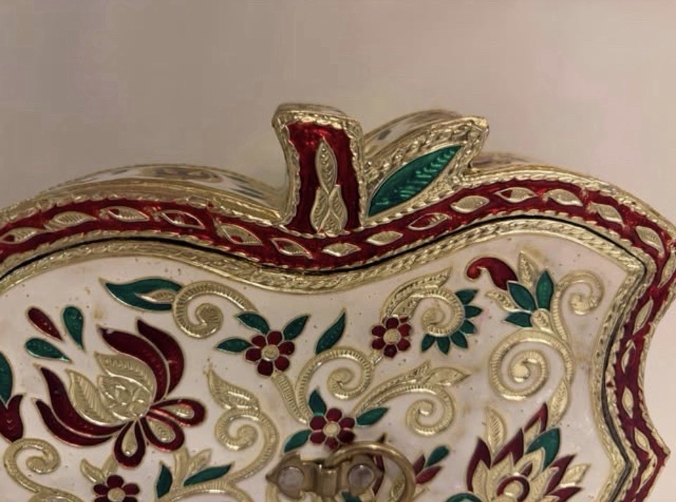 Dry Fruit Serving Storage Box Apple Shape Meenakari Work Gift Item Multipurpose