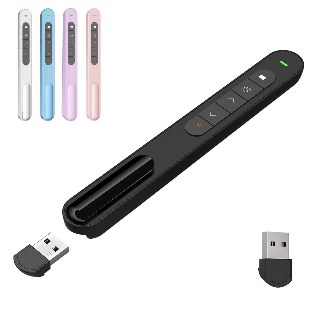 Presentation Clicker with Red Pointer Beam, 328ft Long-Range Wireless Present...