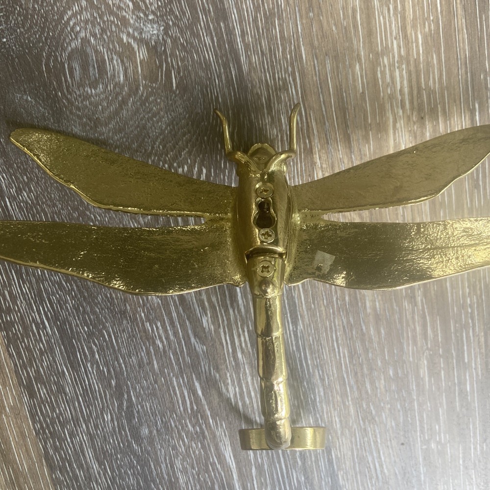 Vintage Style Solid Brass Dragonfly Front Door Knocker Bent Tail Design 8x4"