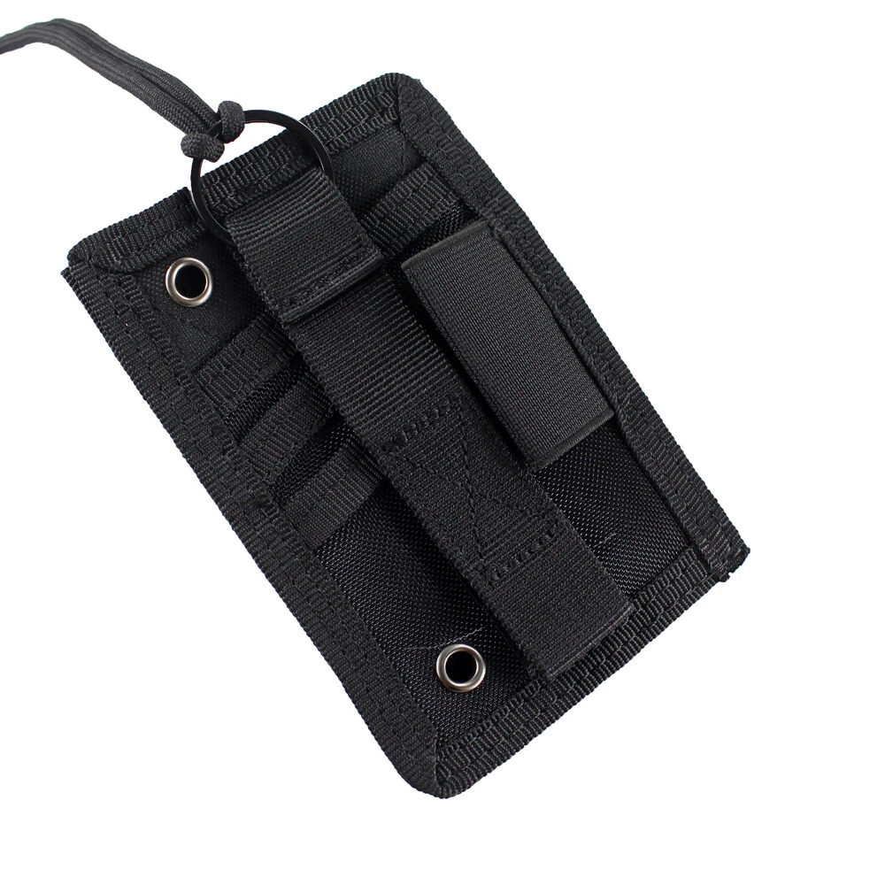 2x Black Tactical ID Card Holder Hook&Loop Patch Badge Organizer Neck Lanyard