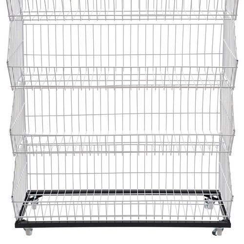 5 Tier Wire Grid Retail Display Shelf Merchandise Display Rack Stand w/4 Pulleys