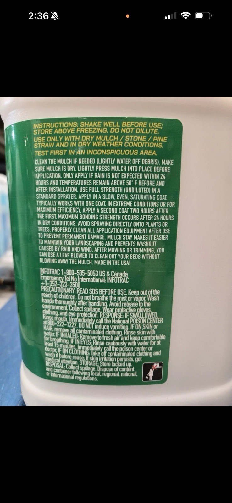 B3C Mulch Stay 10X Strength Mulch & Stone Glue- Dries Clear- 1 Gallon