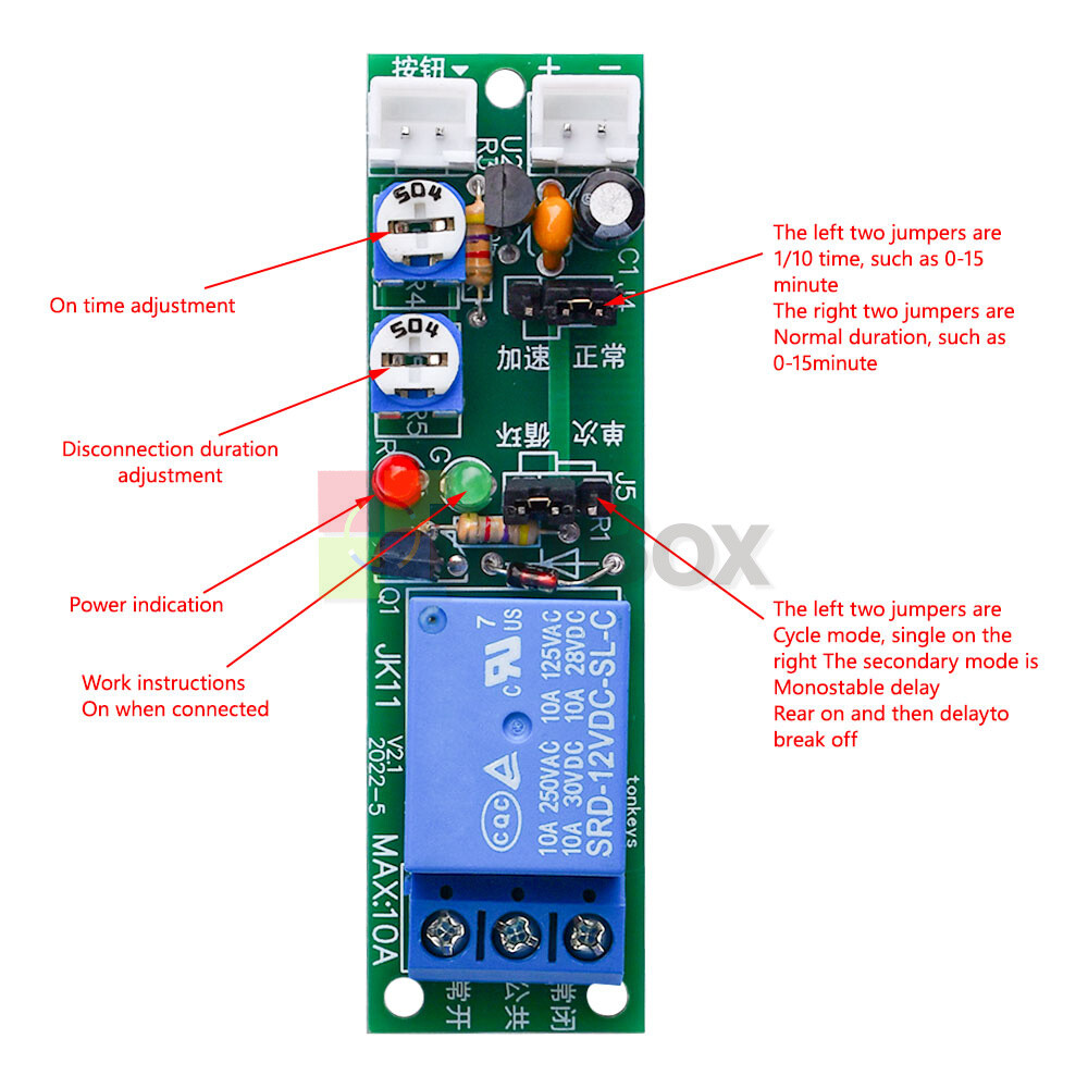 DC 5V 12V 24V Infinite Loop ON OFF Delay Relay Module Cycle Delay Timer Relay