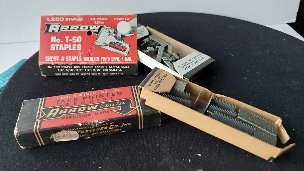 GENUINE ARROW PRECISION MADE STAPLES. TWO BOX LOT. INCOMPLETE