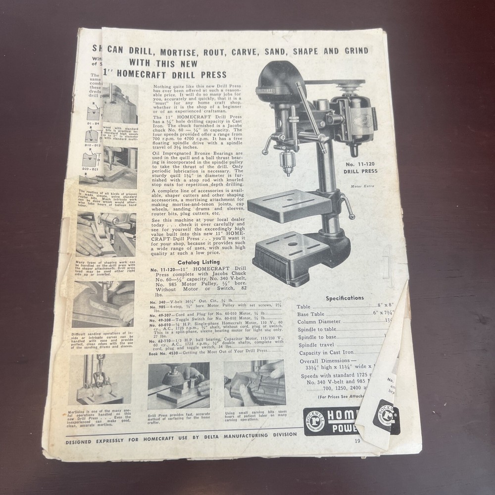 Homecraft Power Tools Catalog Without Cover