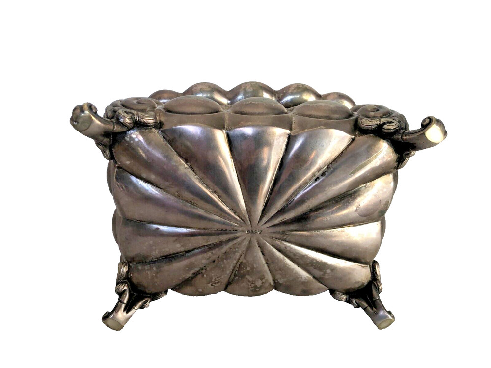 Antique Silver Plated Brass Sugar Box