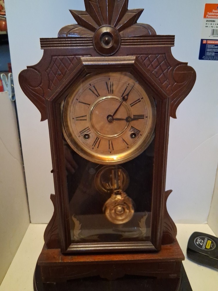 Antique E Ingraham Parlor Gingerbread Mantle Clock Working. Beautiful