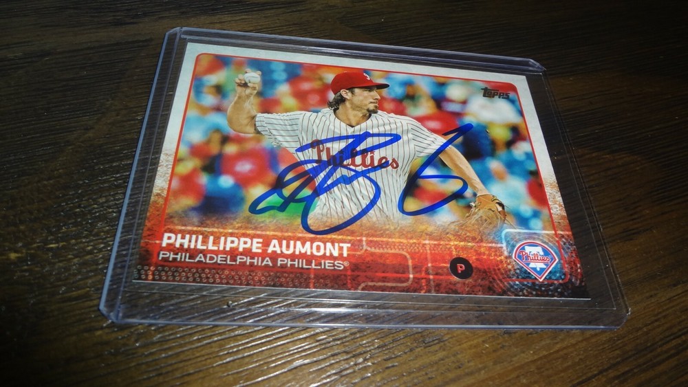 2015 TOPPS PHILLIPPE AUMONT  AUTOGRAPHED BASEBALL CARD