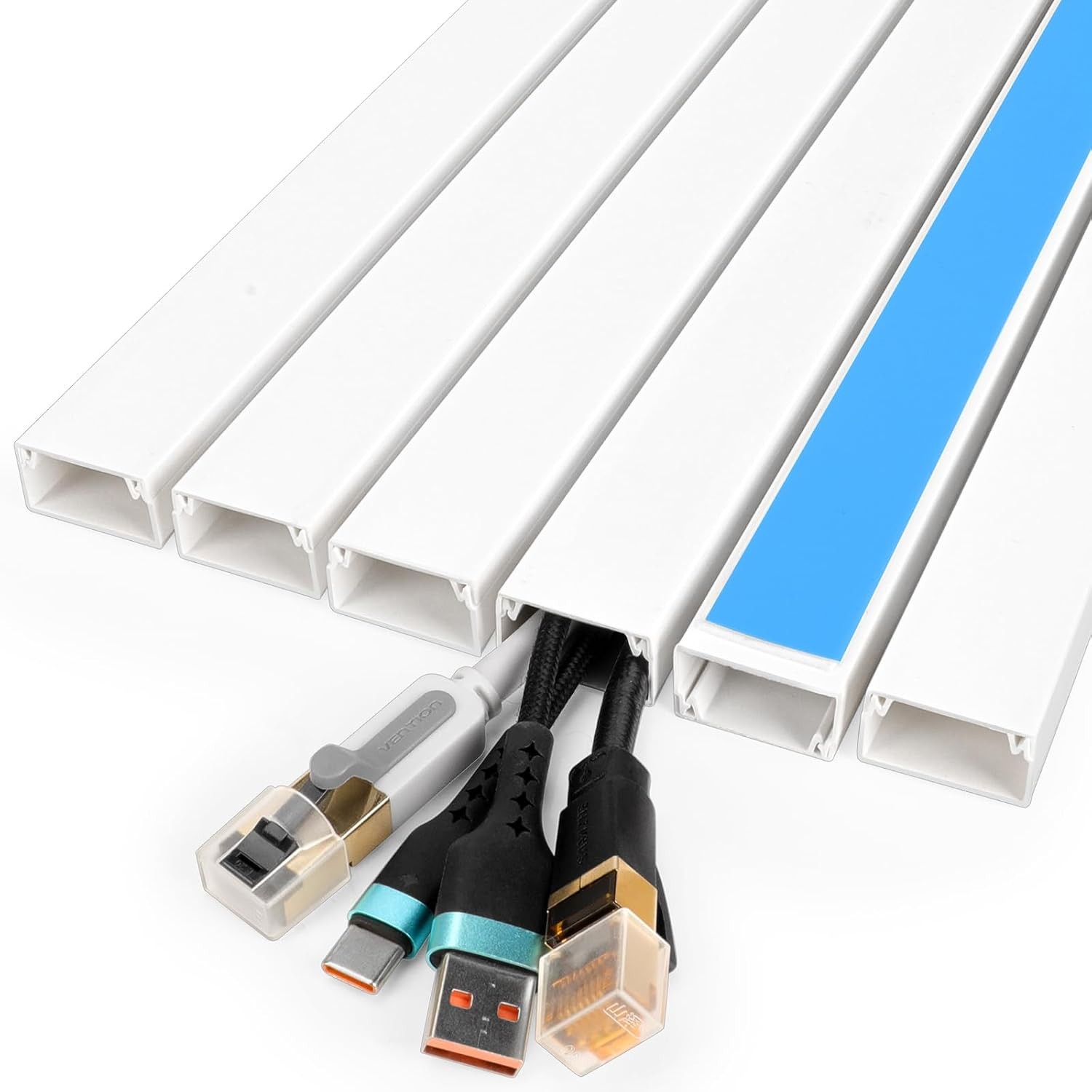 87in Cord Hider Kit Paintable Cable Raceway for Wall Mount TV Wire Covers 6 Pcs