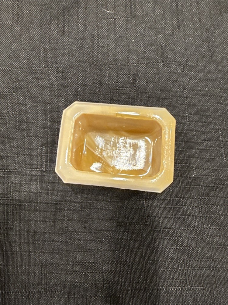 Vintage Rectangular Open Salt Dip Signed E.E. With Beveled Corner Golden Agate