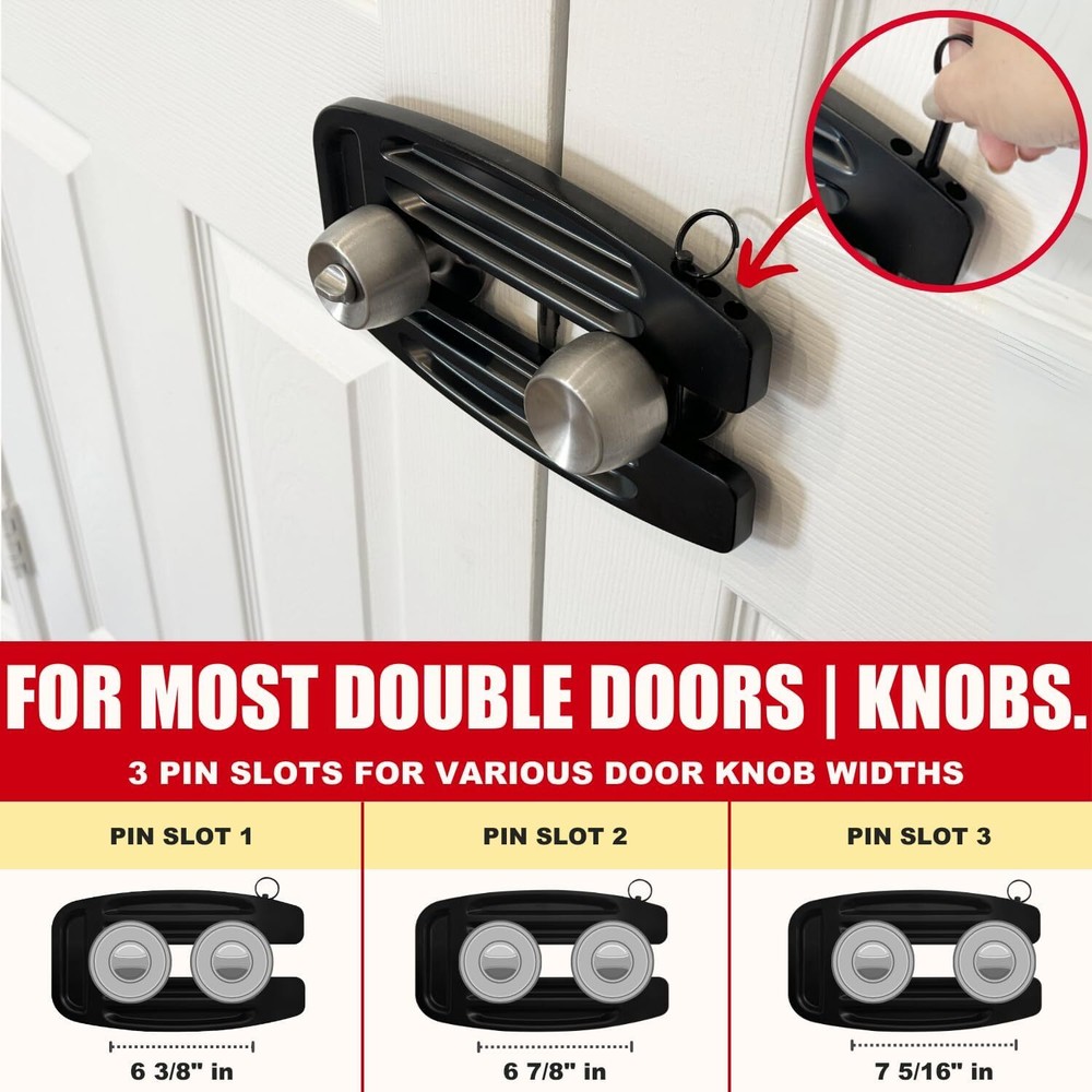 SecurityMan Double Door Lock - Solid 1/2" Unibody Aluminum Silver