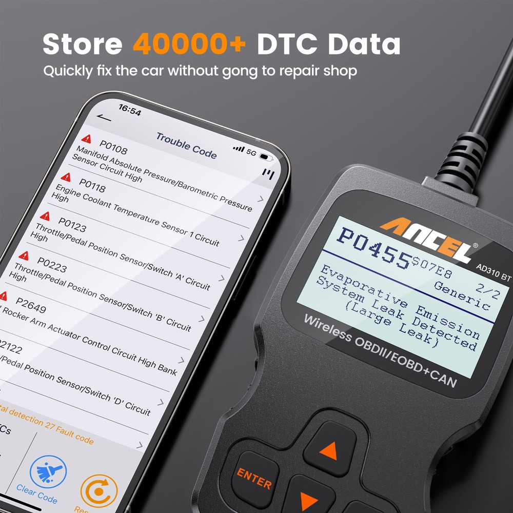 ANCEL AD310 BT OBD2 Scanner Diagnostic Bluetooth Check Engine for iOS Android