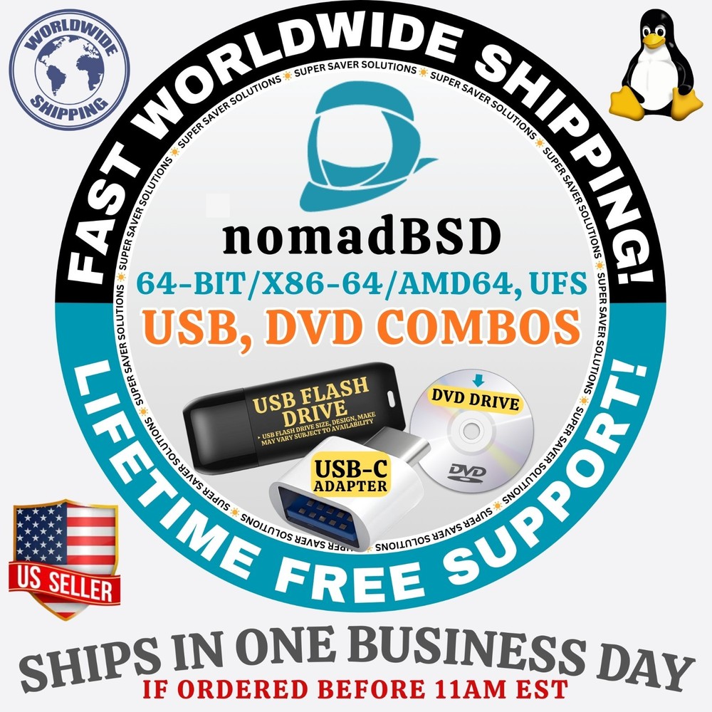 NomadBSD LINUX OS | LATEST ISO BUILD | DVD, USB COMBOS | FAST SHIP