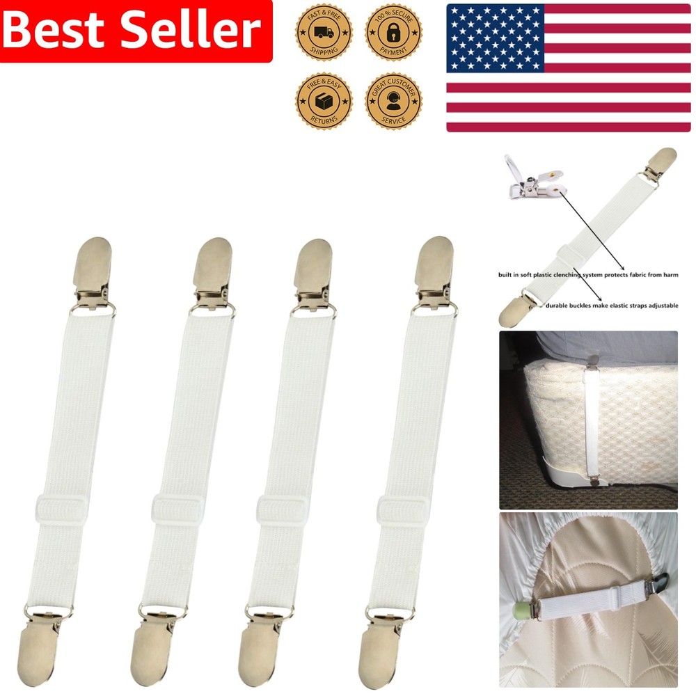 4 Pcs Adjustable Elastic Bed Sheet Clips – Ensure Smooth & Secure Sheets