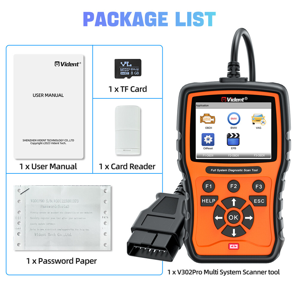 Vident V302Pro Code Reader For BMW All System Diagnostic Tool 14+Reset Oil Reset