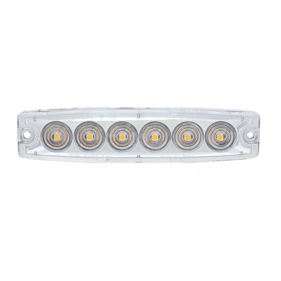 6 High Power LED Super Thin Warning Light - Amber LED/Clear Lens