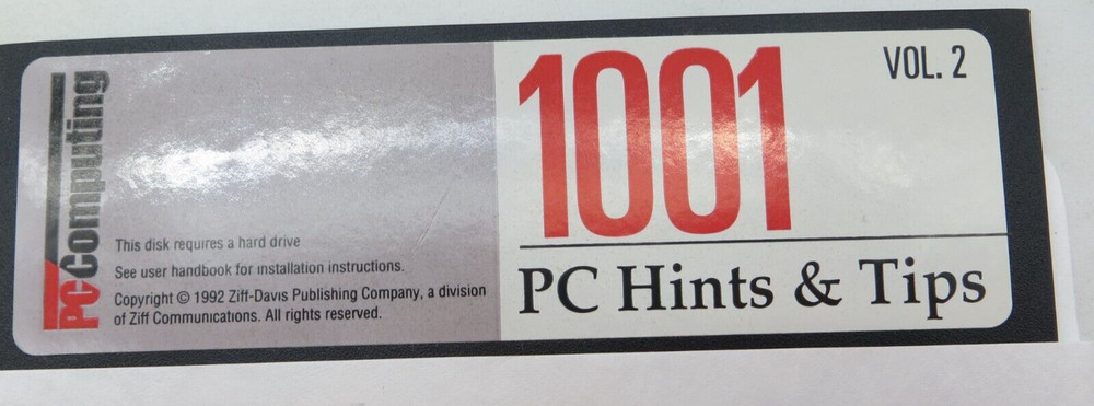 PC Computing 1001 PC Hints & Tips 5.25" Floppy Disks computer discs 1992