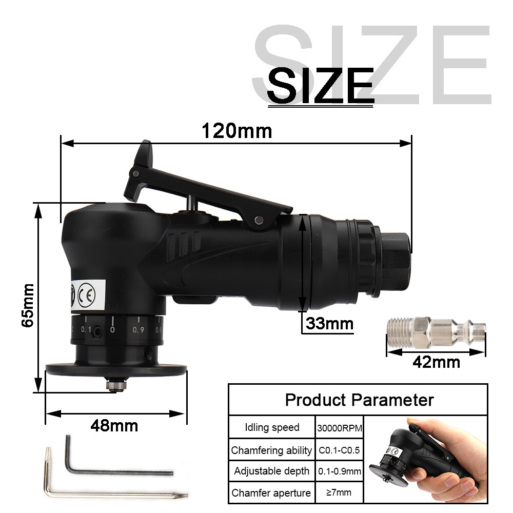 Mini Pneumatic Chamfering Machine 45 Degree Air Chamfer Tool Adjustable Depth