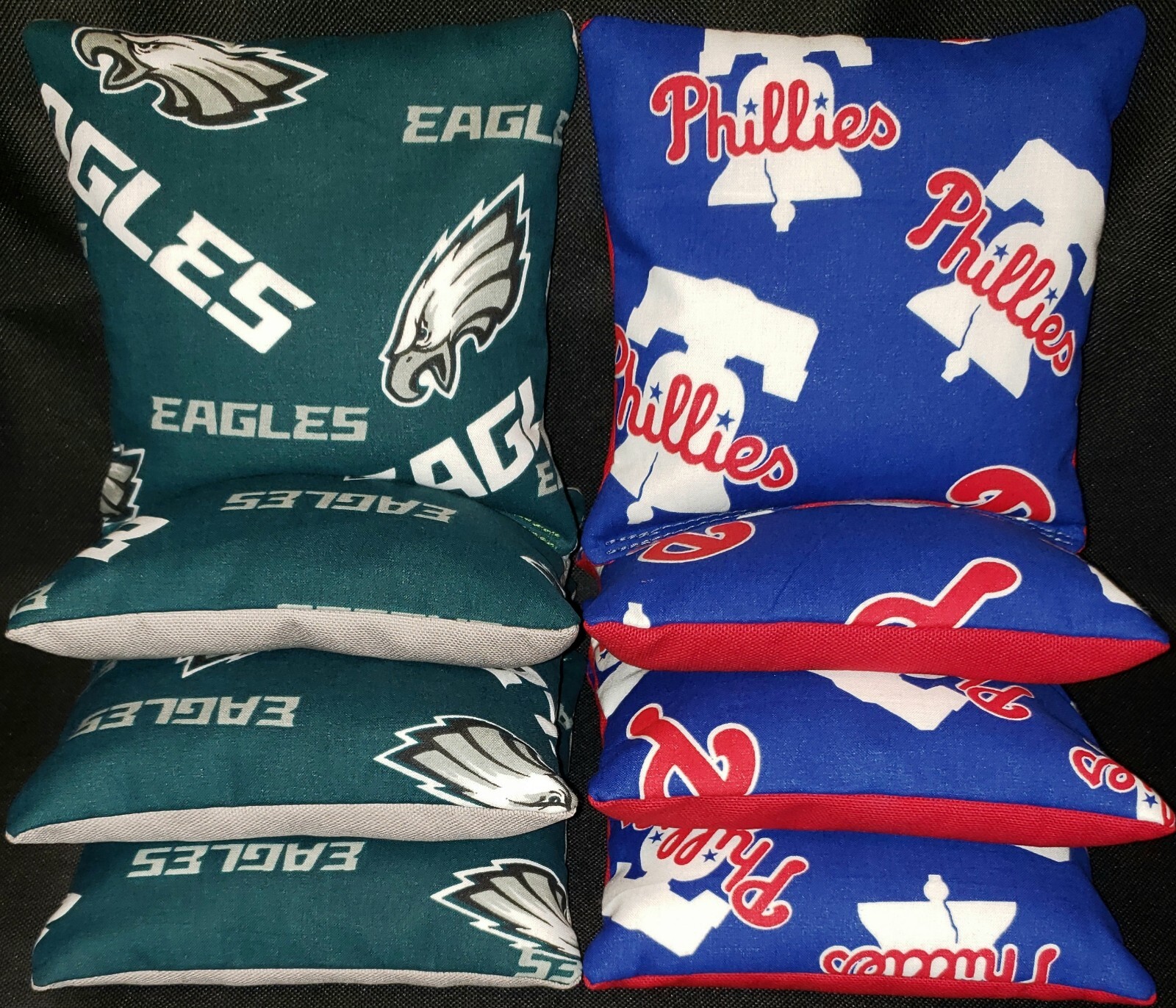 Set Of 8 Philadelphia Eagles Phillies Cornhole Bean Bags FREE SHIPPING