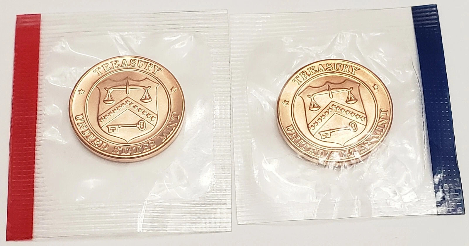 Philadelphia & Denver U.S. Mint Treasury Seal Token Set - Uncirculated in Cello